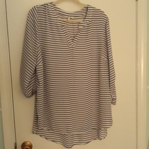 Cato18/20 pale blu & white stripe 3 qtr sleeve top